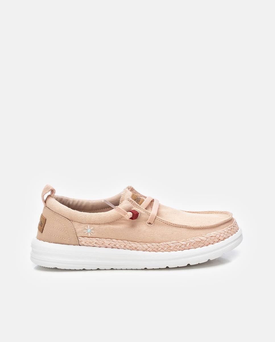 Sapatos Estilo Náutico de Lona Nude-1