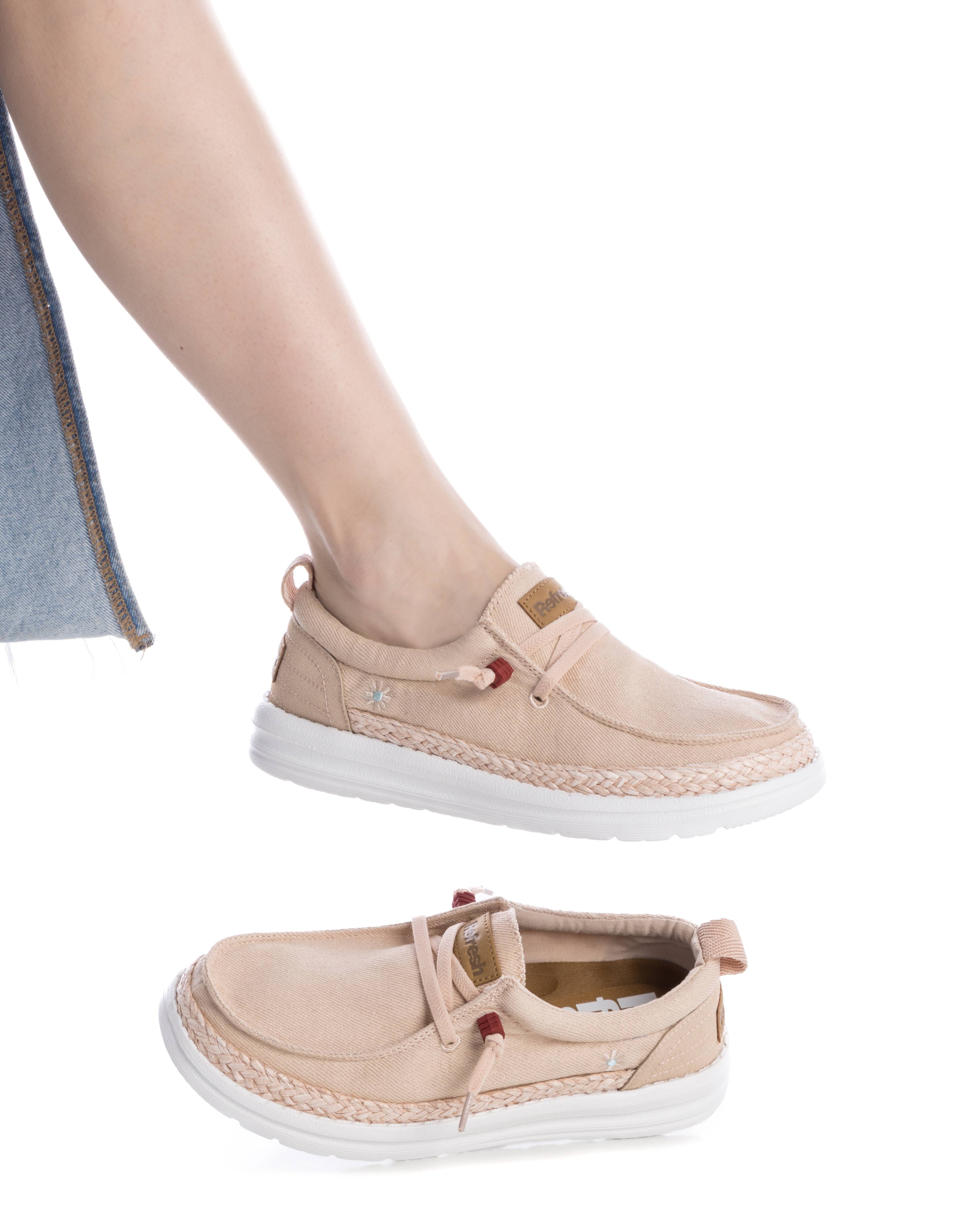 Sapatos Estilo Náutico de Lona Nude-2