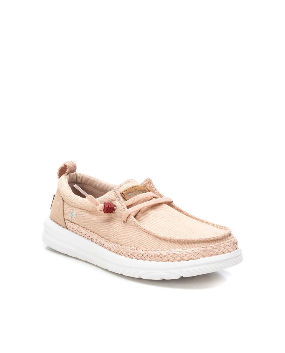 Sapatos Estilo Náutico de Lona Nude-3