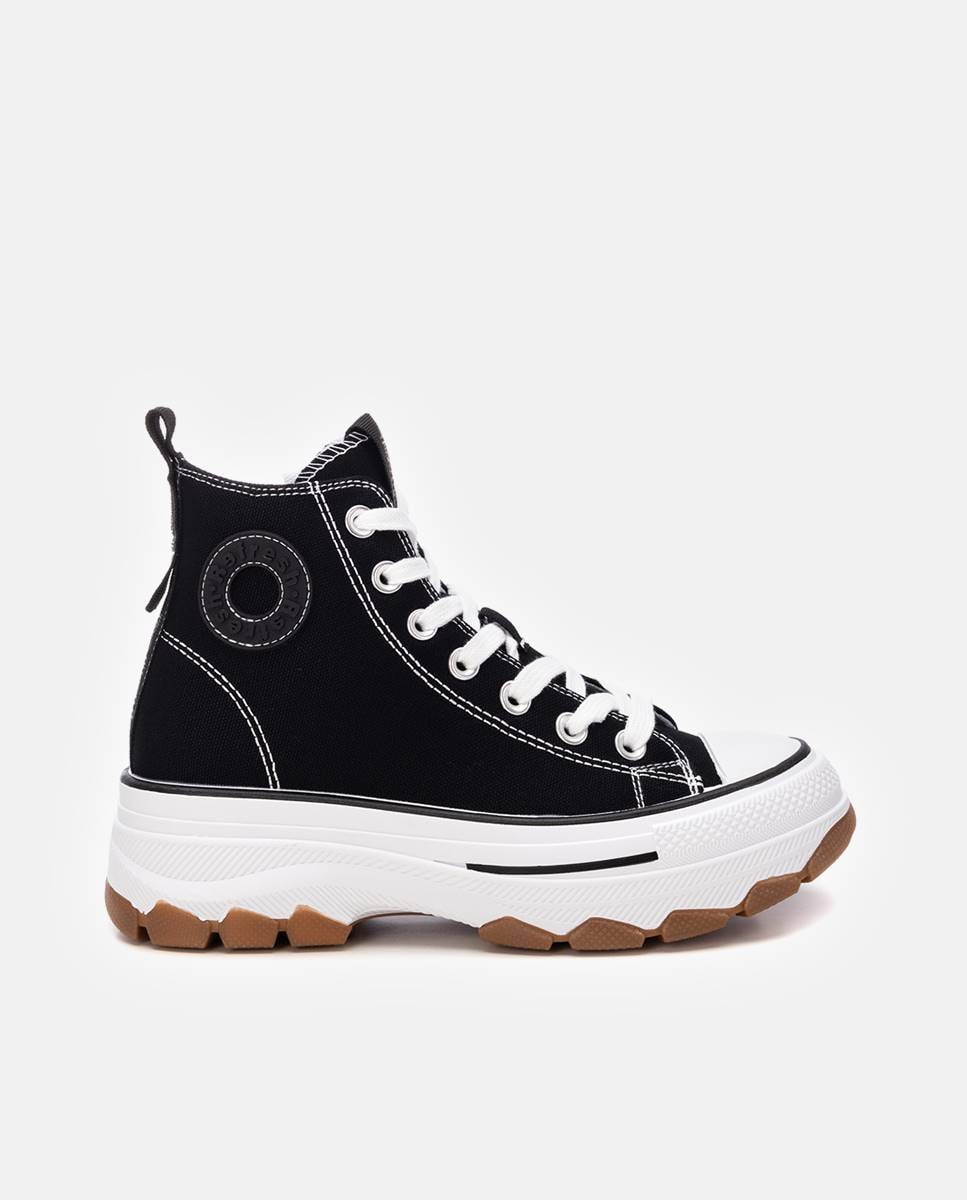 Sapatilhas de Lona com Fecho Zip Preto-1