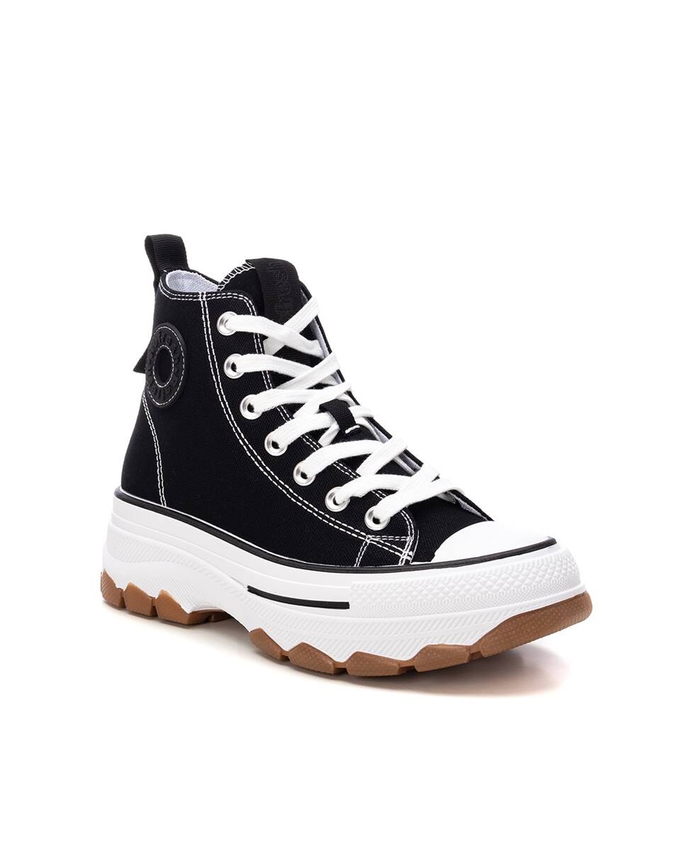 Sapatilhas de Lona com Fecho Zip Preto-3