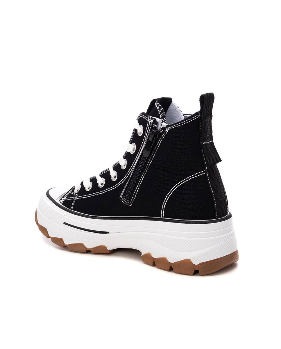 Sapatilhas de Lona com Fecho Zip Preto-4