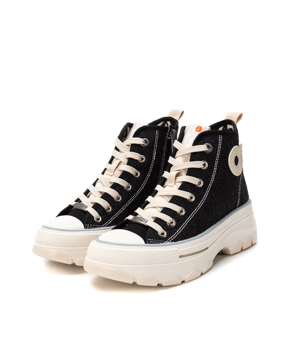 Sapatilhas Tipo Bota com Biqueira de Borracha Preto-5