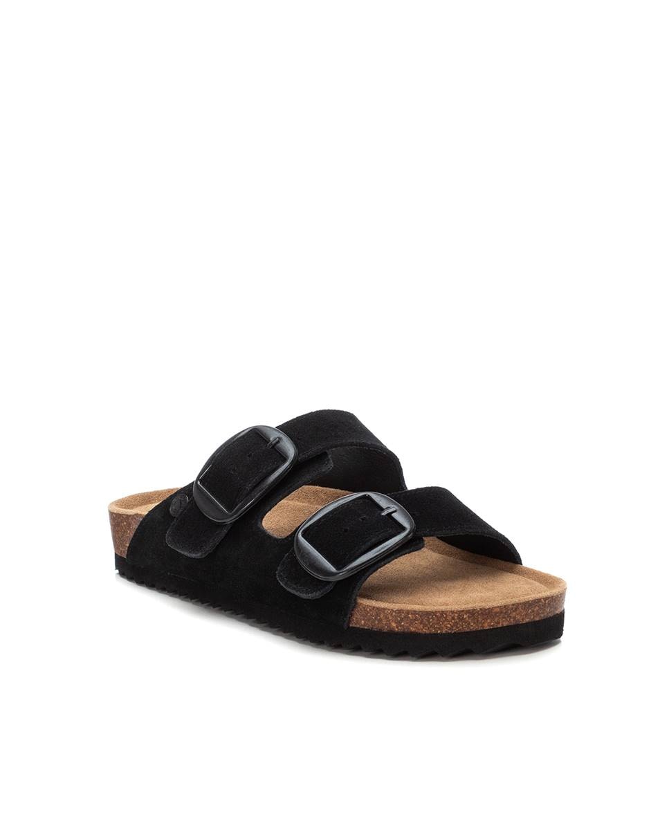 Sandálias Rasas de Pele Preto-3