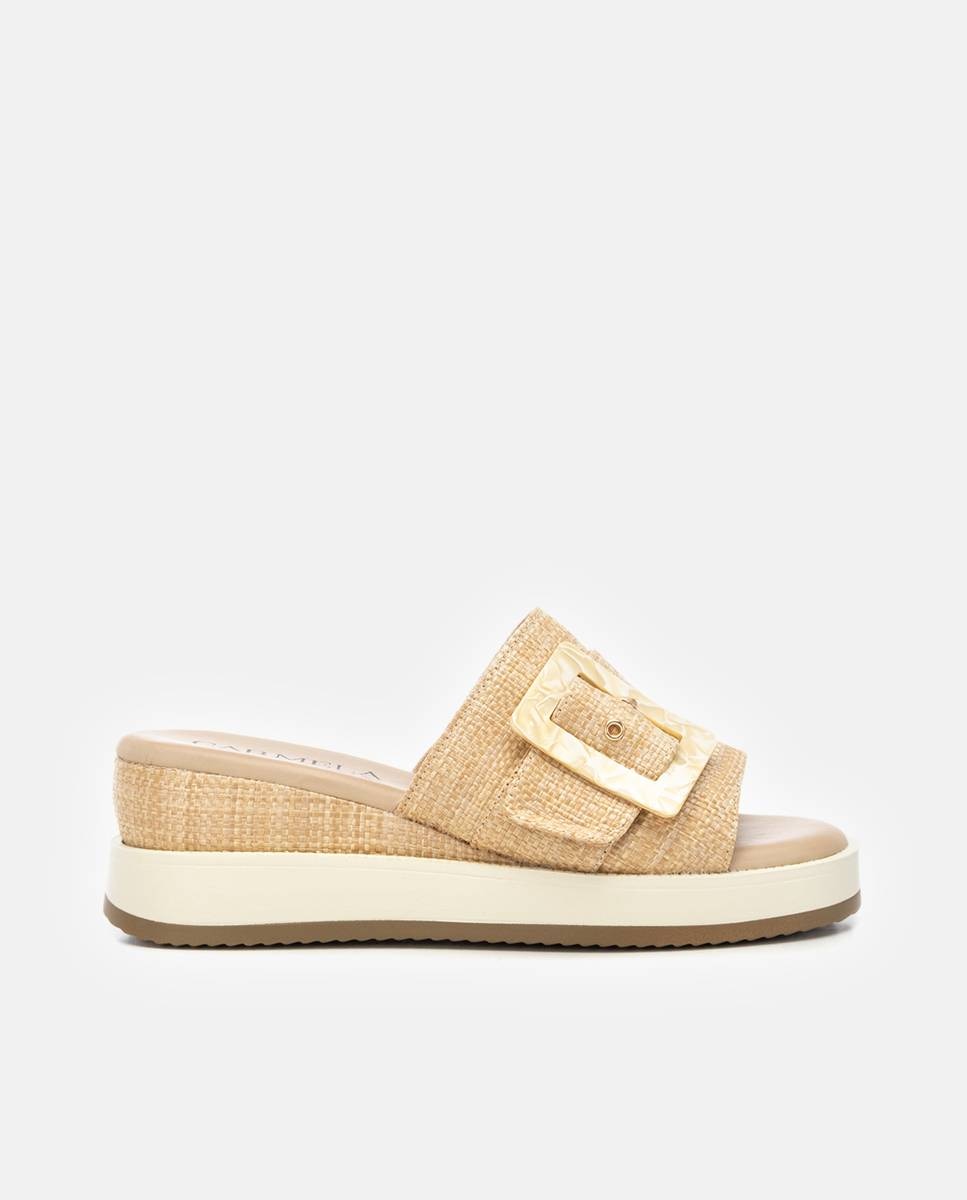 Imagem 0 de Sandálias com Cunha em Material Têxtil