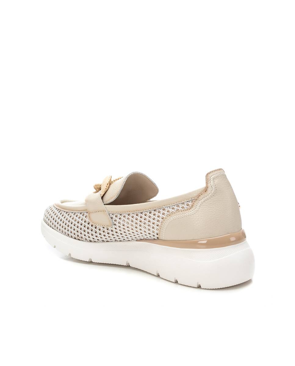 Mocassins de Pele com Sola de Borracha Bege-4