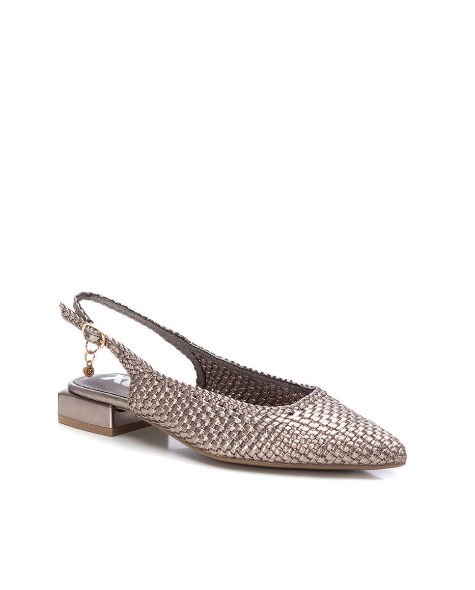 Sapatos Rasos com Fecho de Fivela Prateado-3