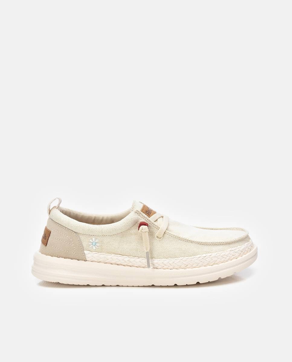 Sapatos Estilo Náutico de Lona Branco-1