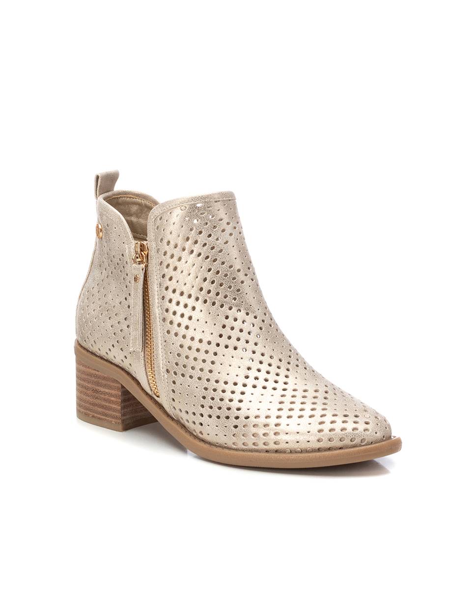 Botins com Salto e Fecho Zip Ouro-3