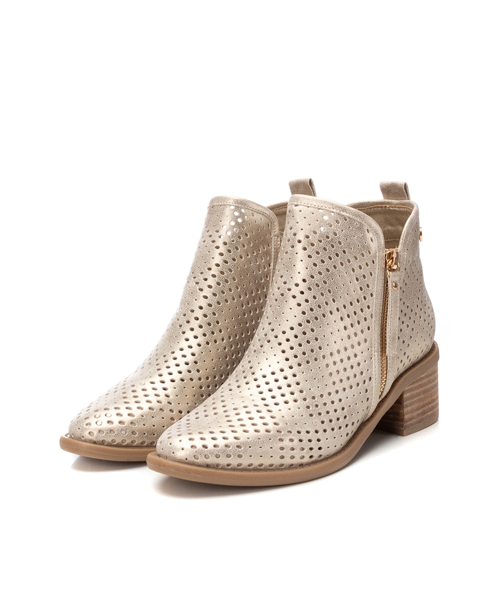 Botins com Salto e Fecho Zip Ouro-5