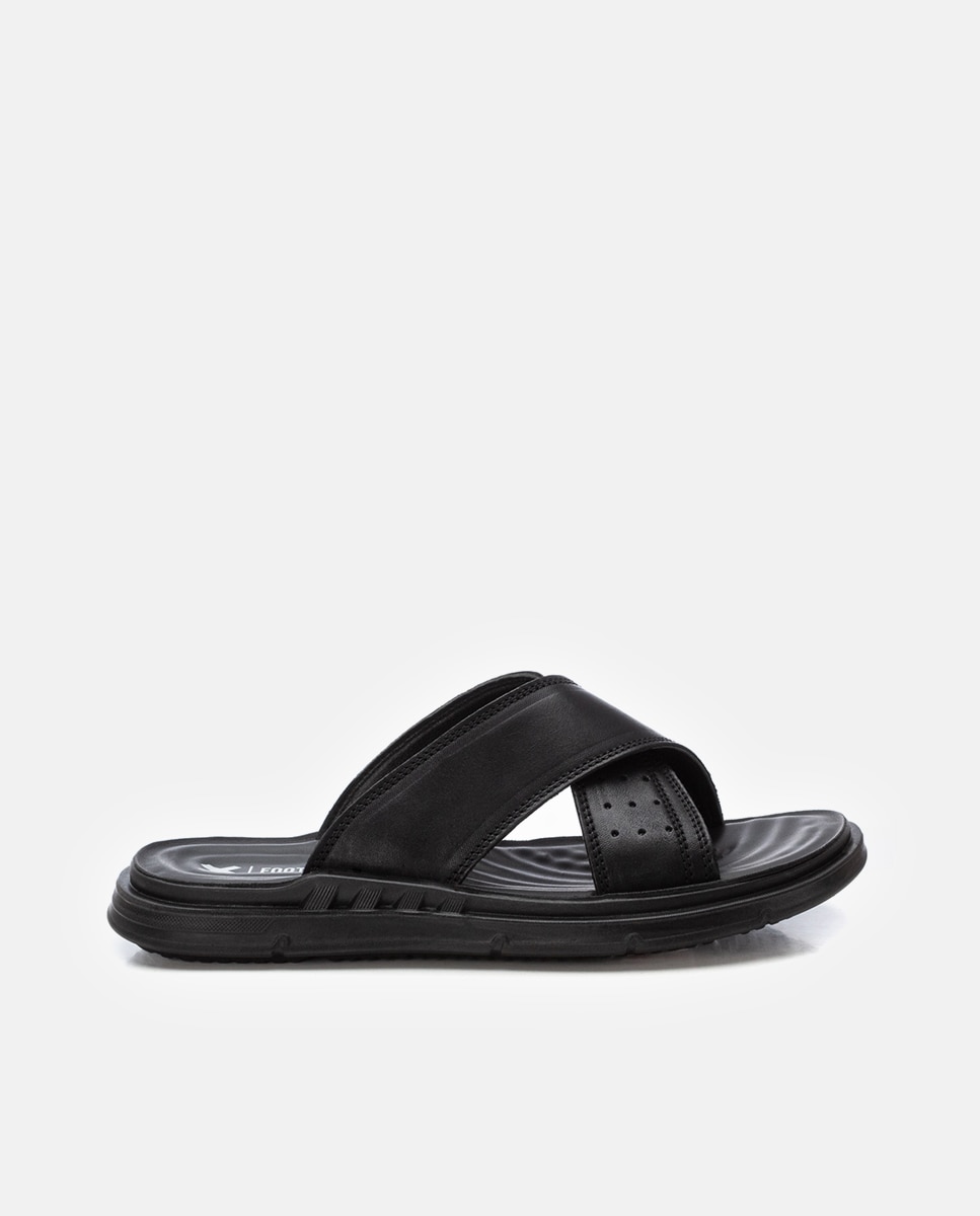 Imagem 0 de Chinelos de Pele com Tiras Cruzadas