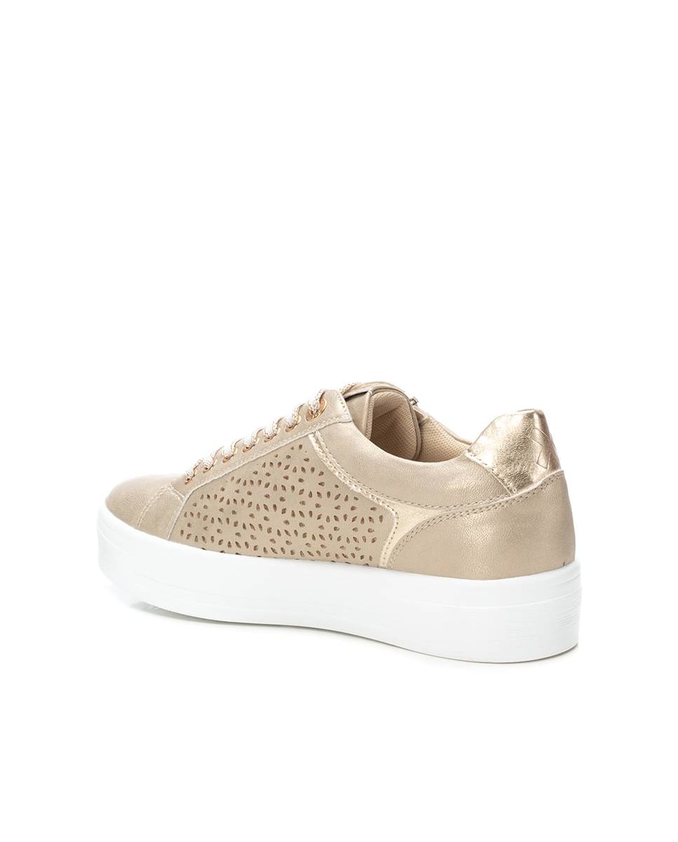 Sapatilhas com Atacadores e Fecho Zip Lateral Ouro-4