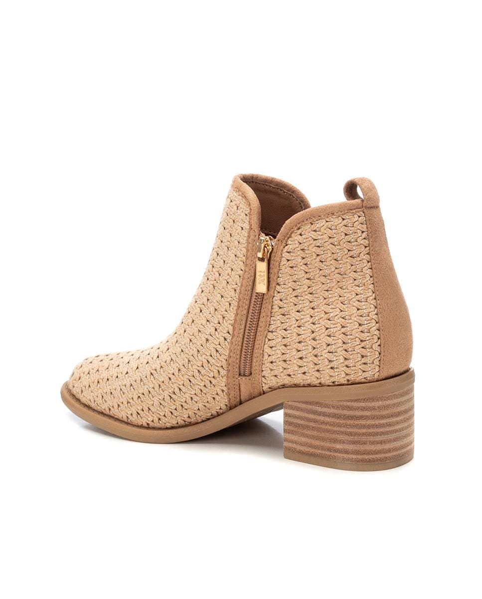 Botins com Salto e Fecho Zip Bege / Castanho-4