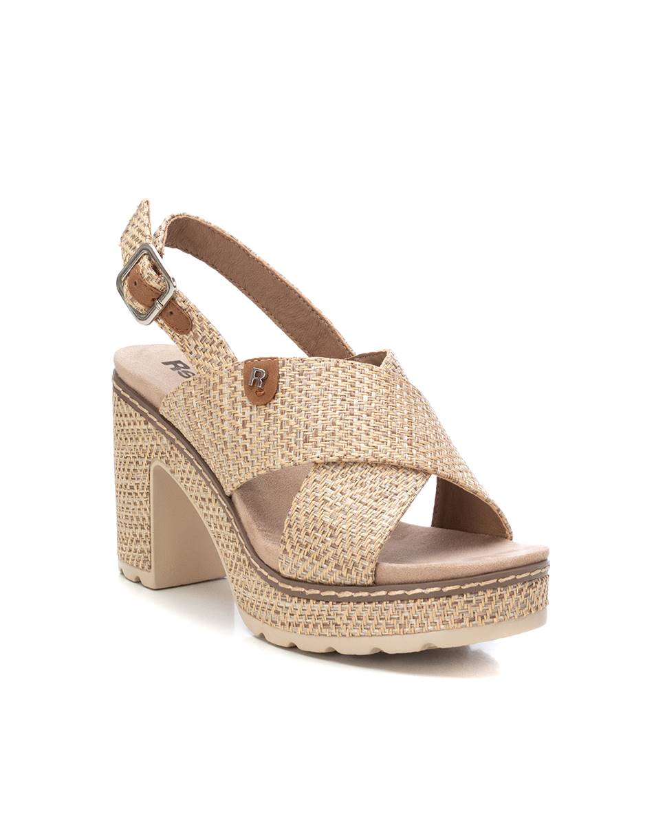 Sandálias de Salto com Fecho de Fivela Bege-3