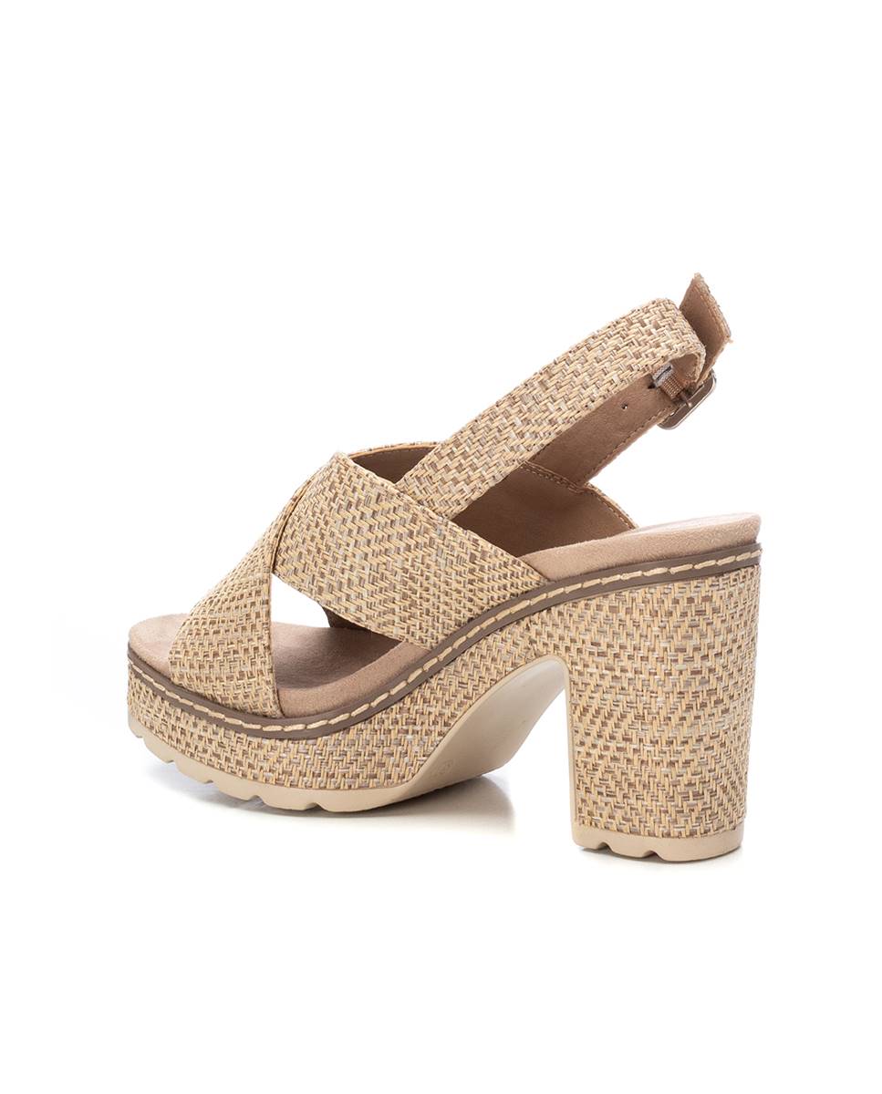 Sandálias de Salto com Fecho de Fivela Bege-4