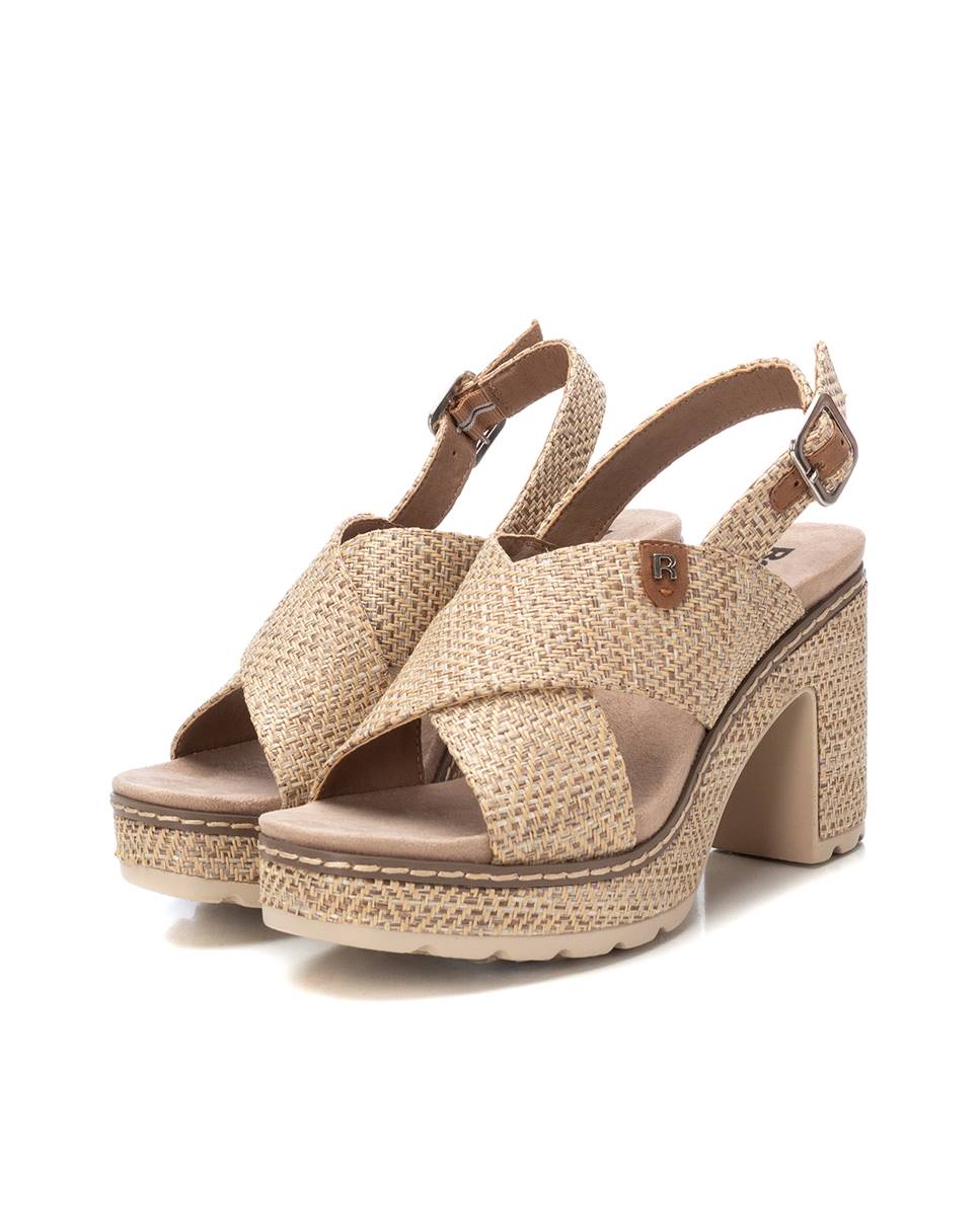 Sandálias de Salto com Fecho de Fivela Bege-5