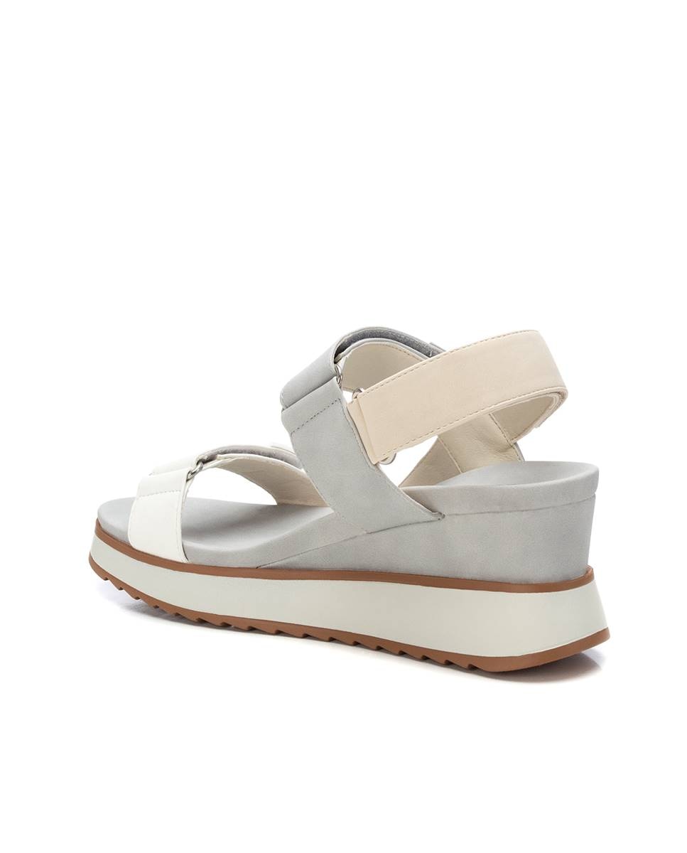 Sandálias de Cunha com Fecho Ajustável Cinzento-4