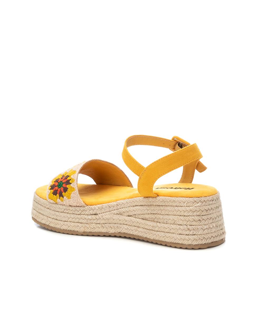 Sandálias de Cunha com Fecho de Fivela Amarelo-4