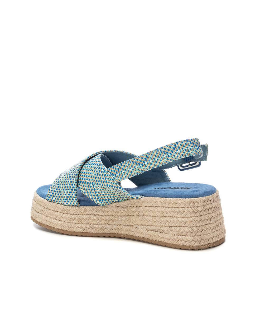 Sandálias de Cunha com Fecho de Fivela Azul-3