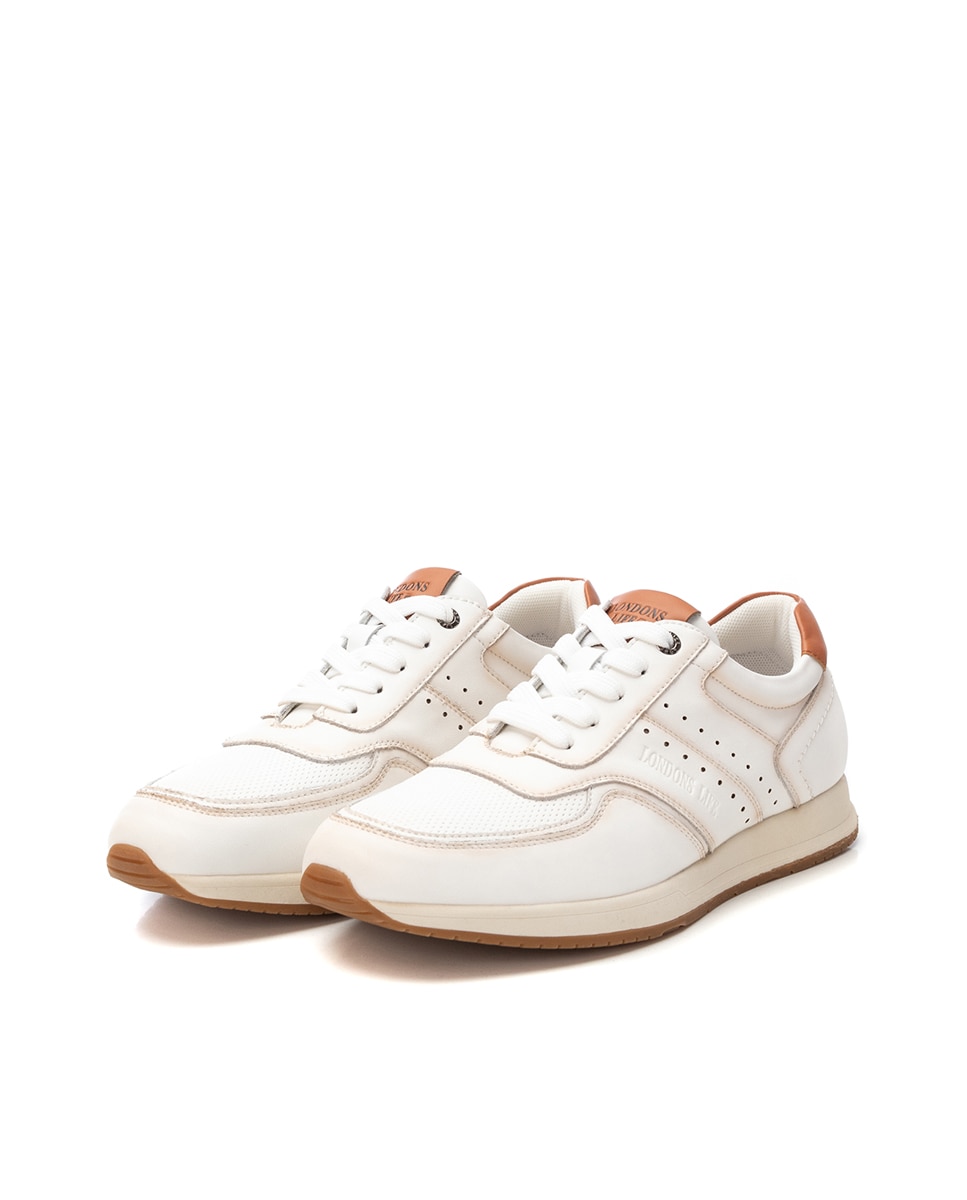 Sapatilhas Formais de Pele com Atacadores Branco-4