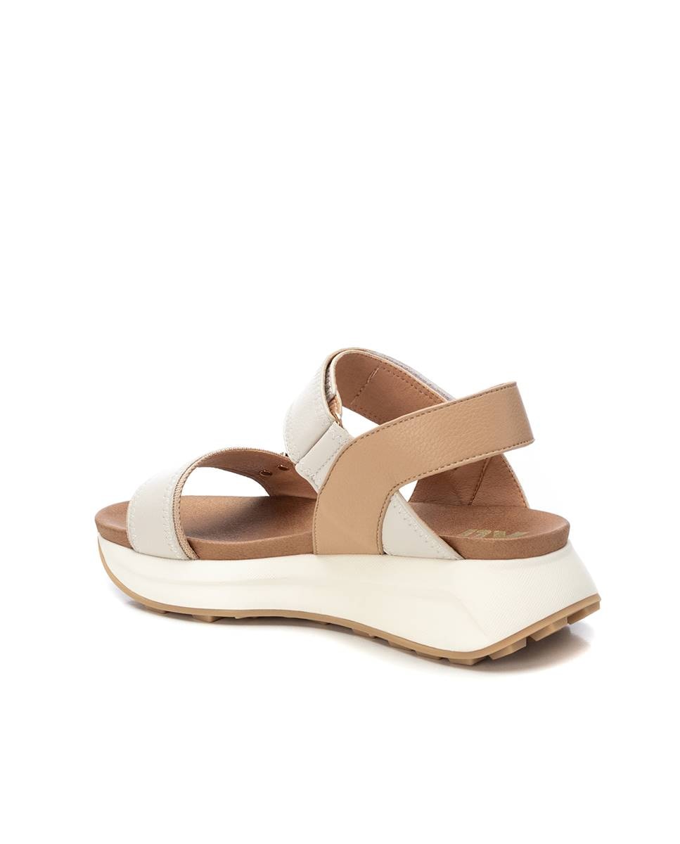 Sandálias Rasas com Fecho Ajustável Bege-4