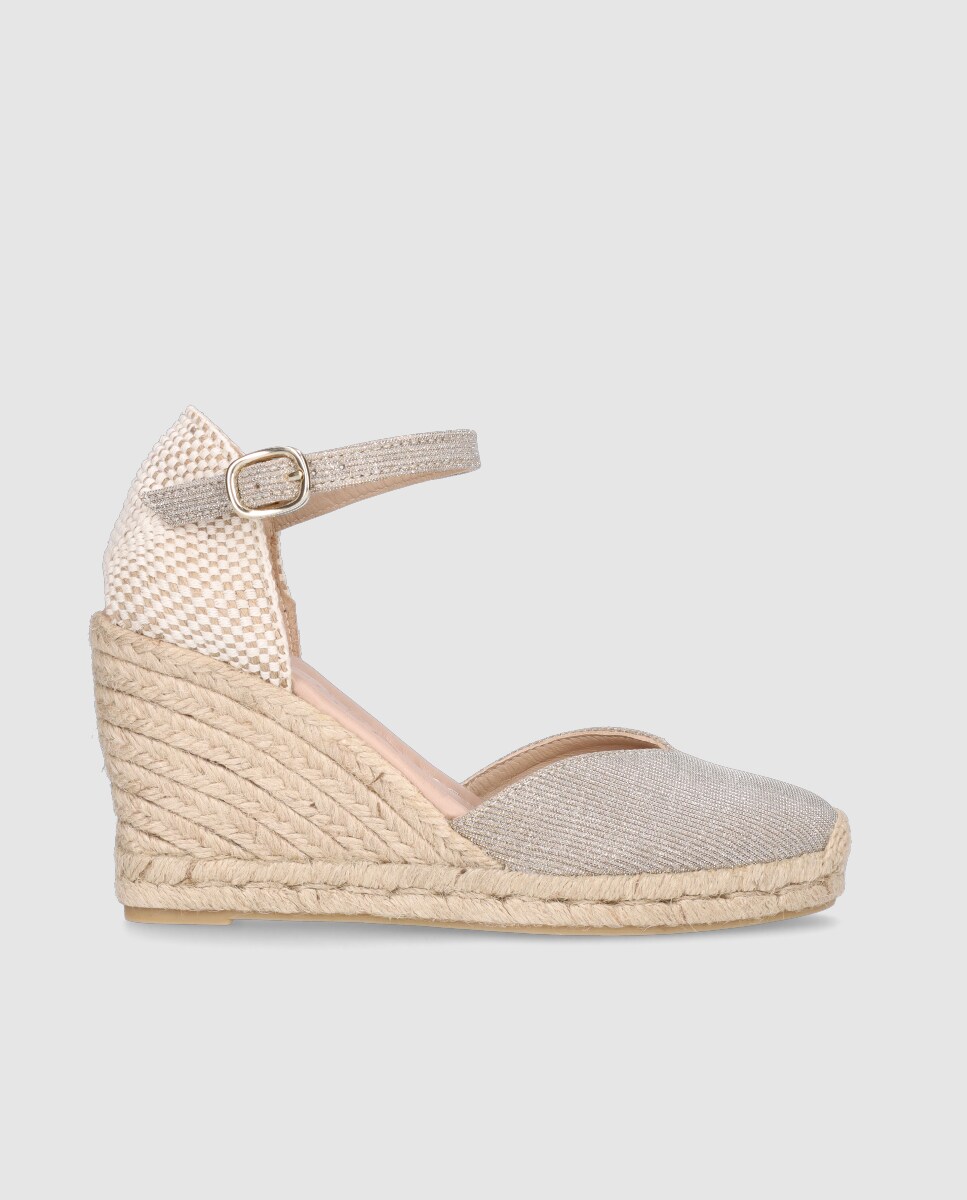 Alpercatas em Tecido Brilhante em Ouro Champanhe Prata-1