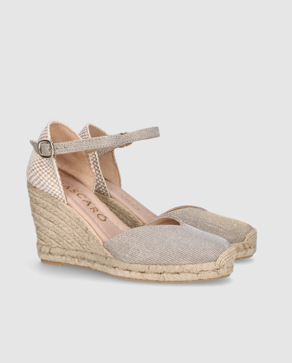 Alpercatas em Tecido Brilhante em Ouro Champanhe Prata-2