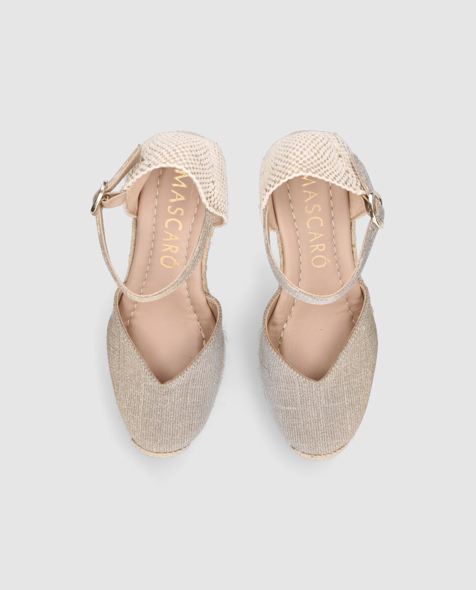 Alpercatas em Tecido Brilhante em Ouro Champanhe Prata-3