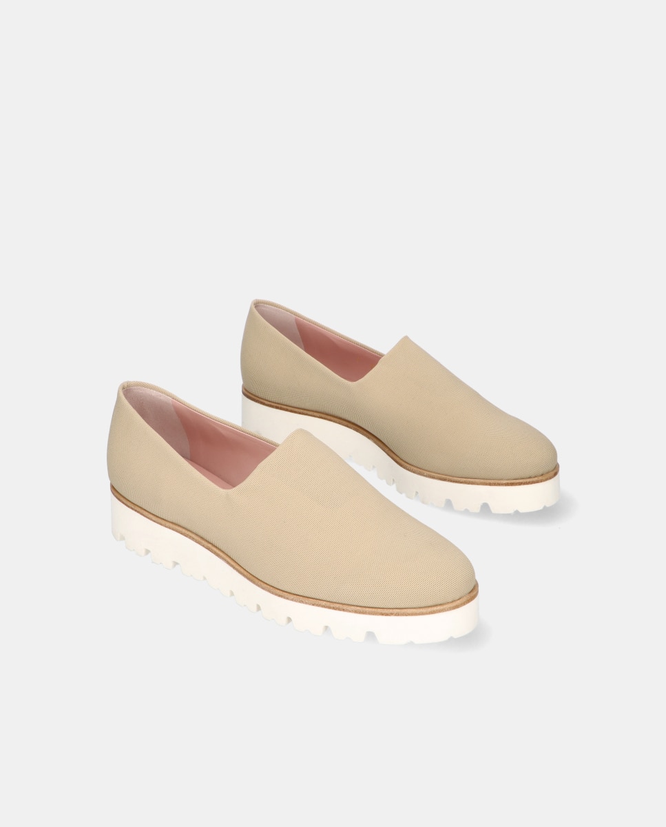 Mocassins Rasos Charlize em Tecido Elástico Transpirável Natural-2