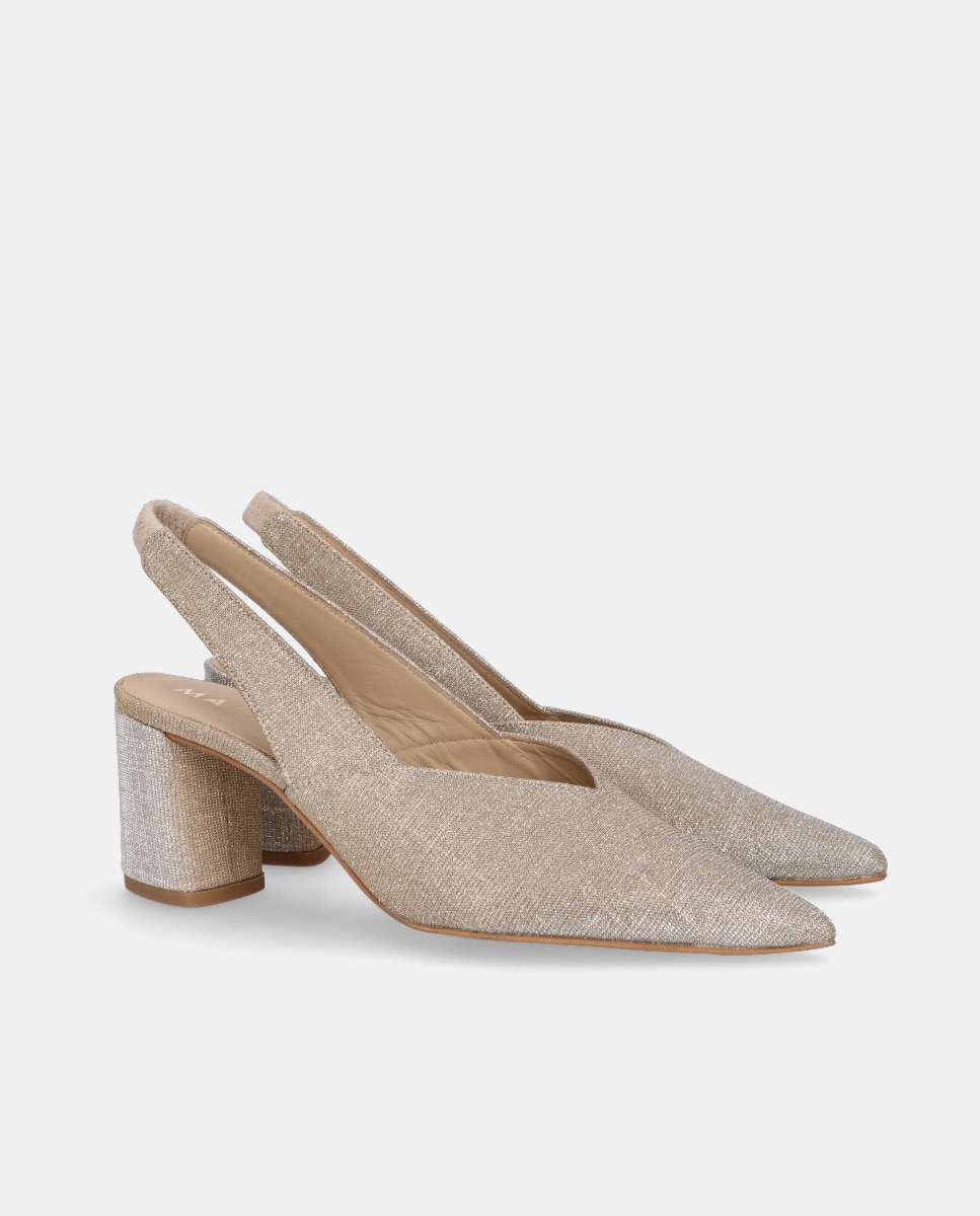 Sapatos de Salto Phoebe em Tecido Brilhante Prata mate-2