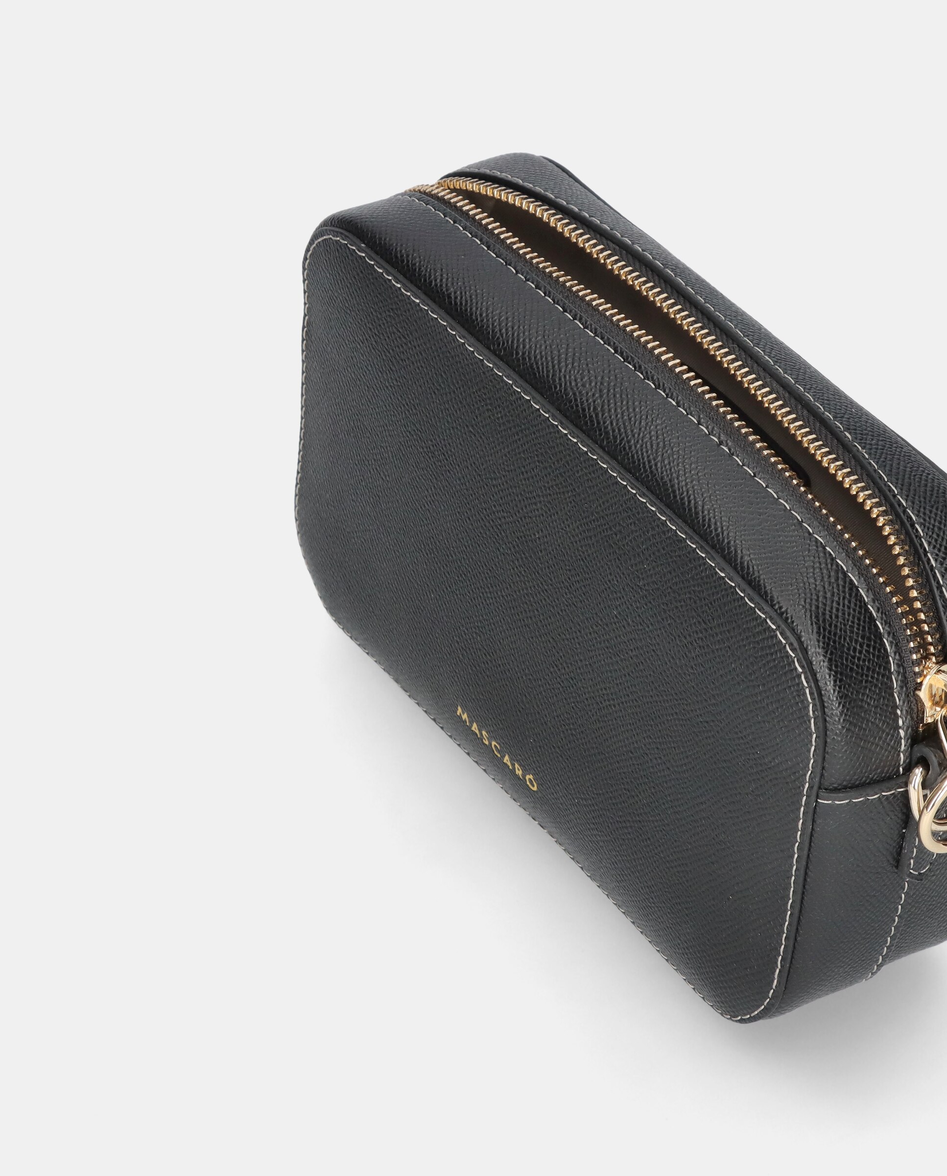 Mala Pequena de Pele com Fecho de Correr Preto-3
