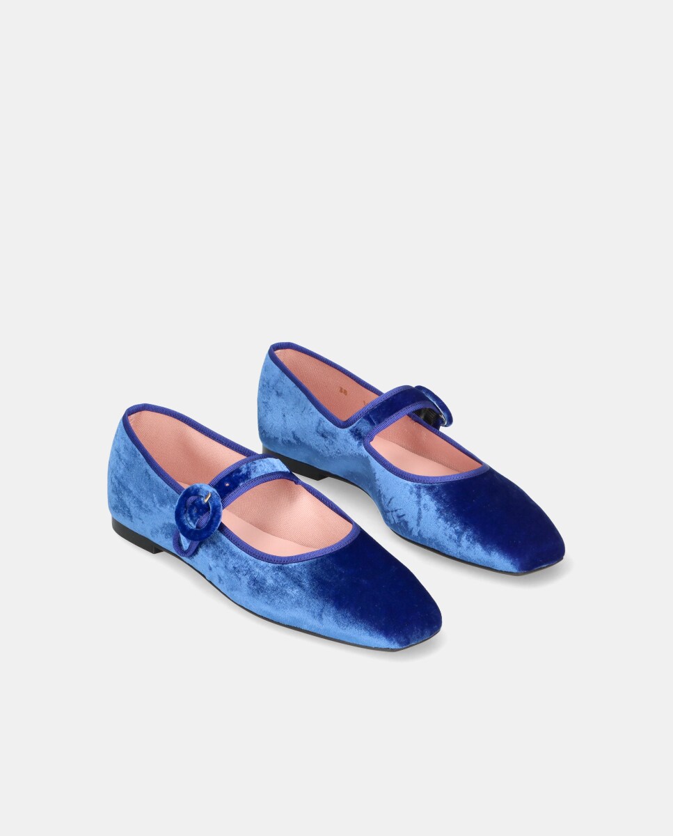 Sabrinas Camille em Veludo com Tira Ajustável Azul-2