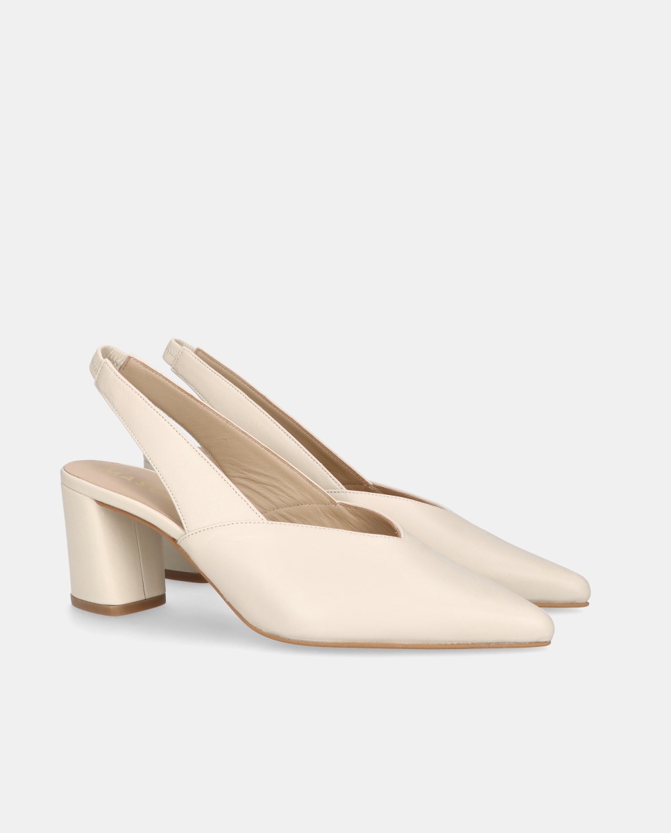 Sapatos de Salto Phoebe em Napa Suave Branco-marfim-2