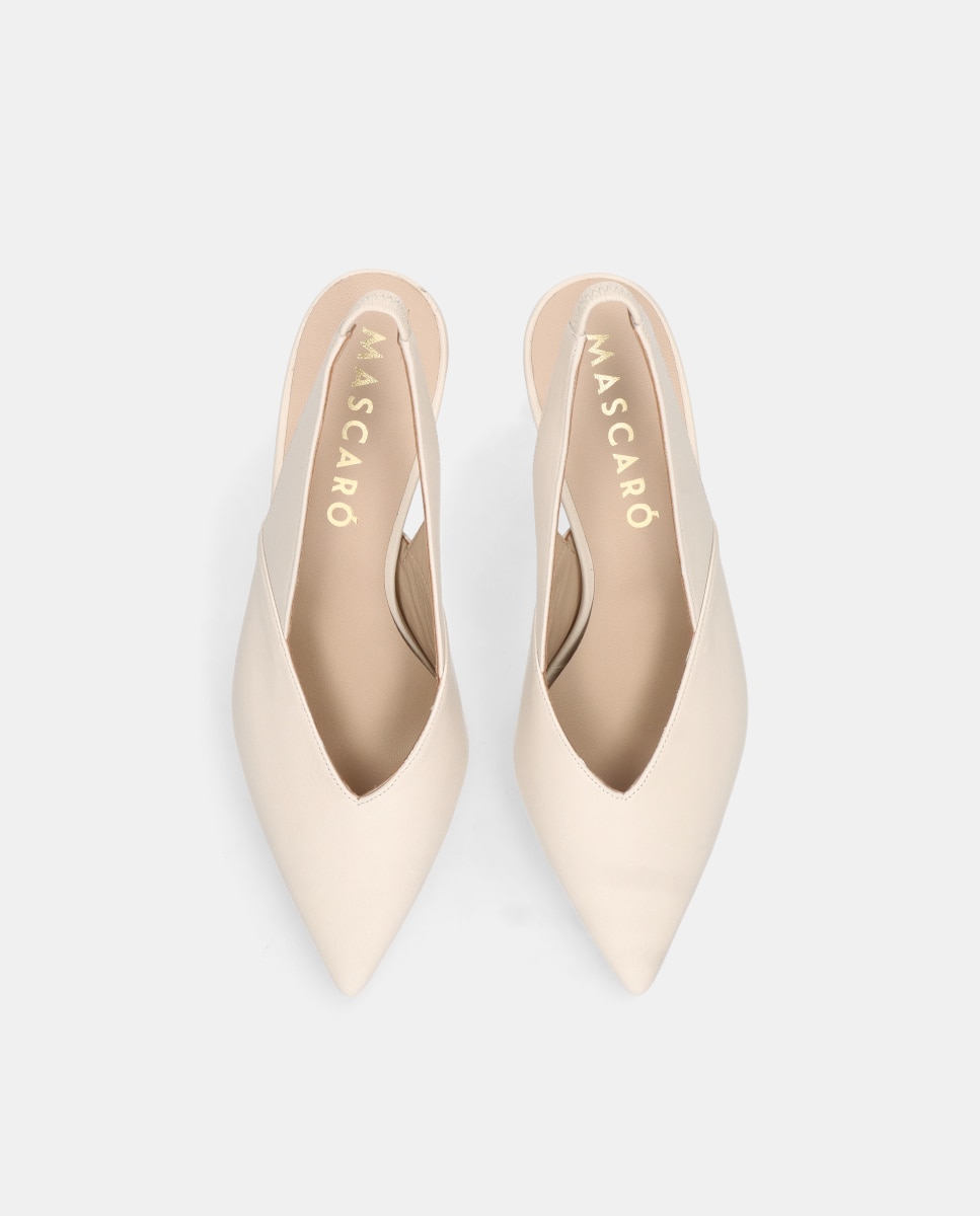 Sapatos de Salto Phoebe em Napa Suave Branco-marfim-3