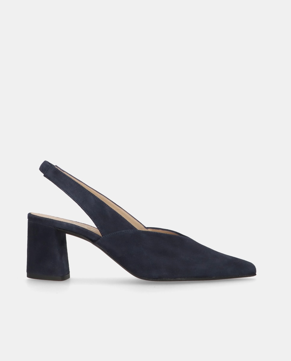 Sapatos de Salto Phoebe em Camurça Suave Azul-marinho-1
