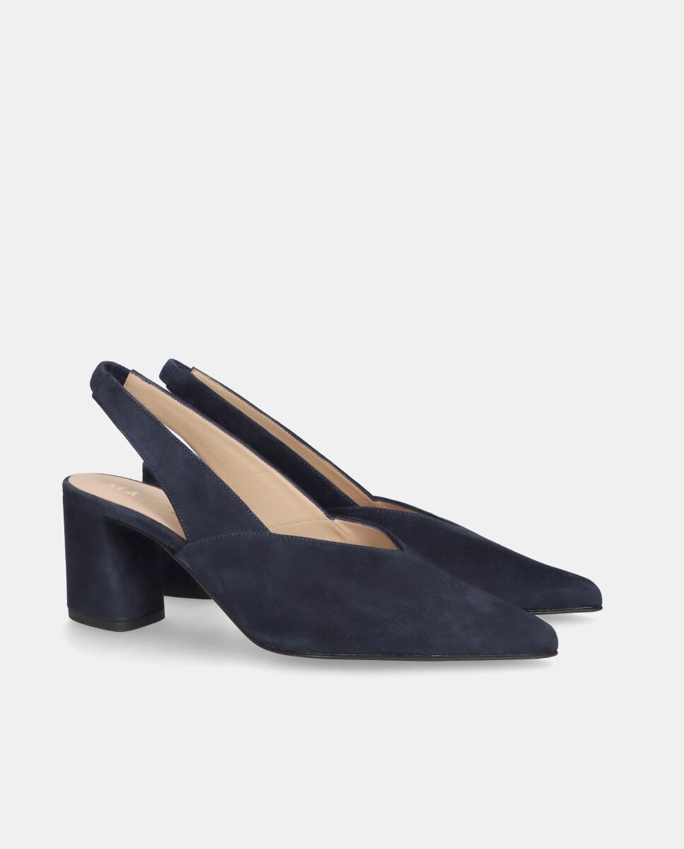 Sapatos de Salto Phoebe em Camurça Suave Azul-marinho-2