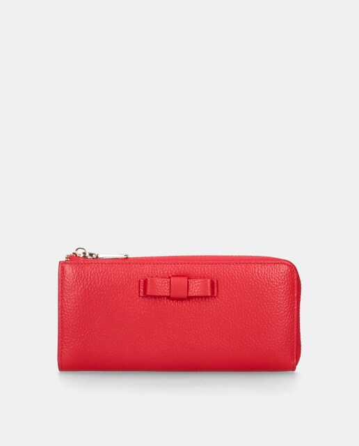 Imagem 0 de Carteira em Pele Vermelha com Laço