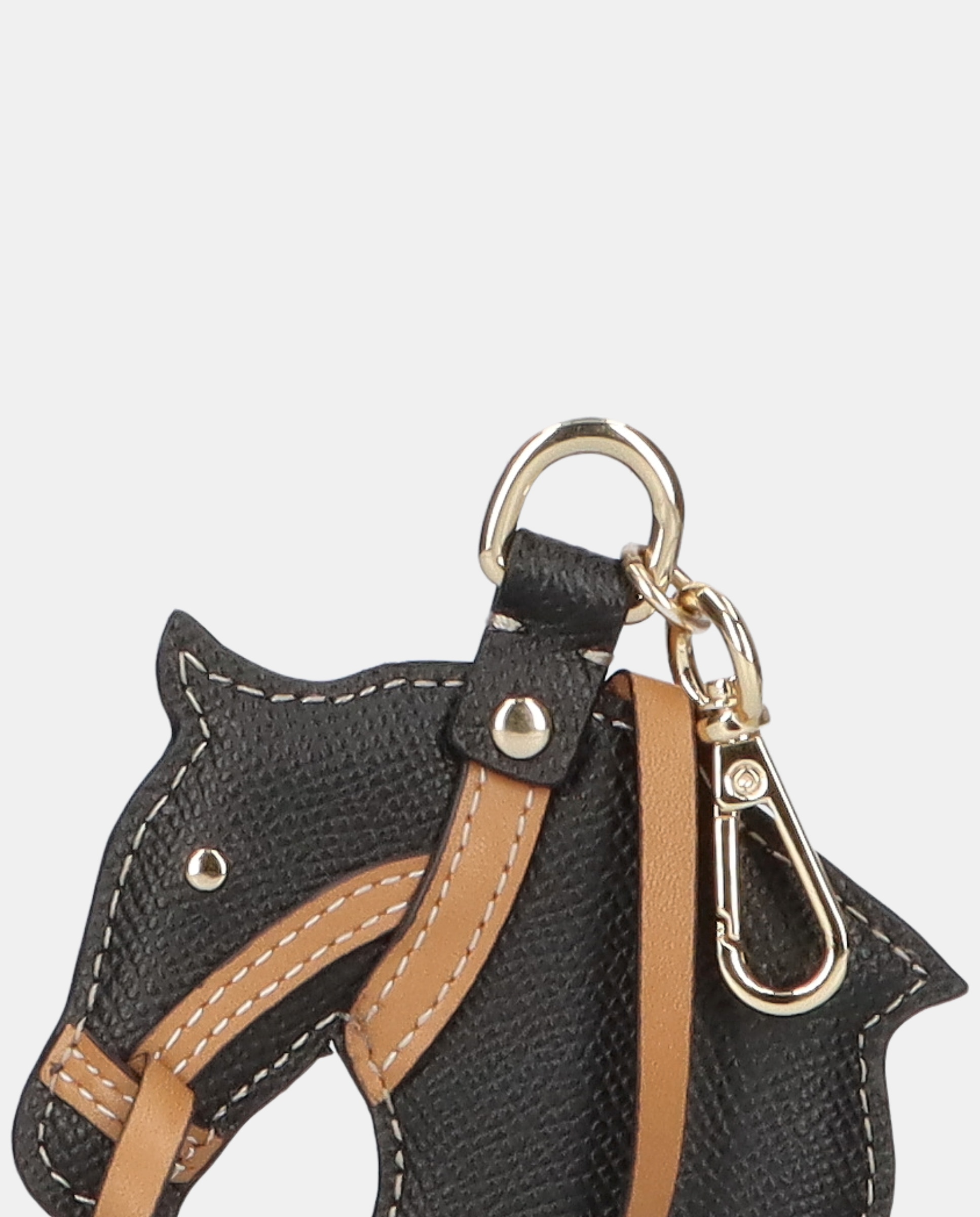 Porta-chaves Cavalo em Pele Preto-2