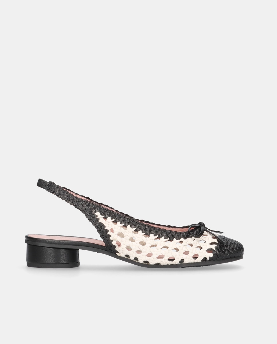 Sabrinas Odette em Napa Entrançada Branco / Preto-1