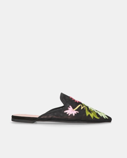 Imagem 0 de Mules Ella em Rede Preta com Flores