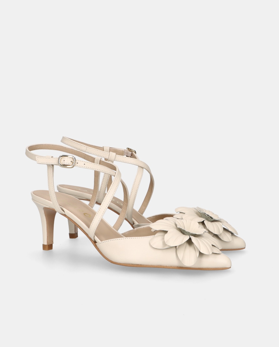 Sapatos de Salto Phoebe em Napa Suave Branco-2