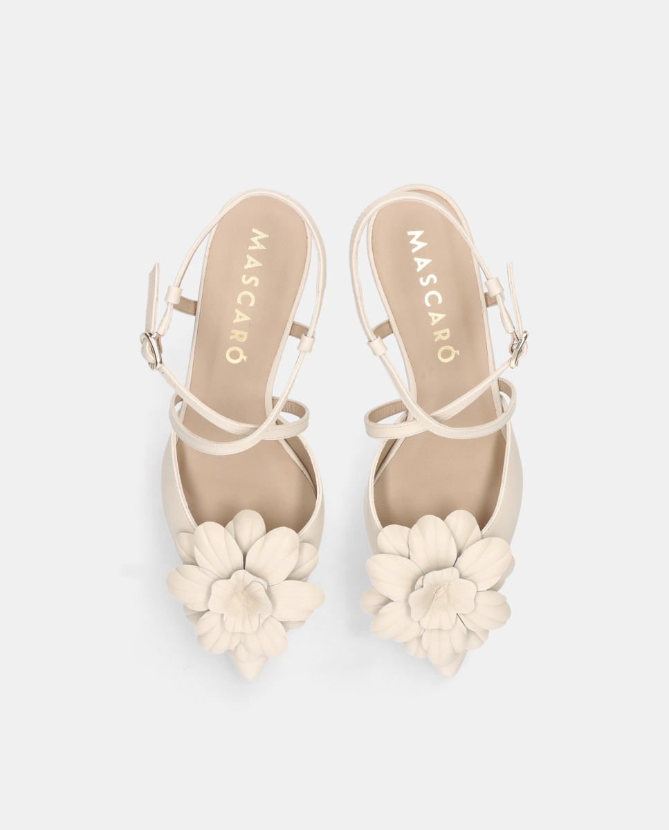 Sapatos de Salto Phoebe em Napa Suave Branco-3