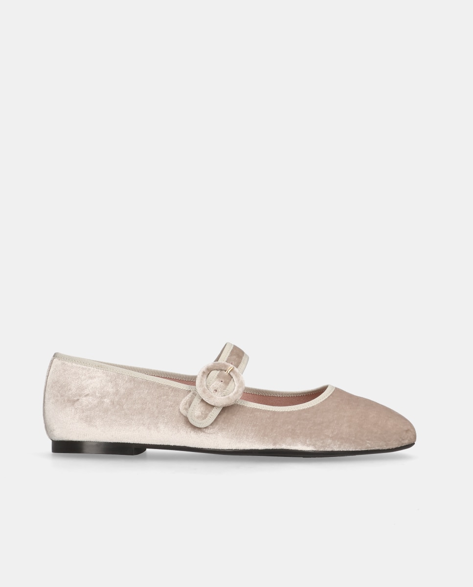 Sabrinas Camille em Veludo com Tira Ajustável Natural-1