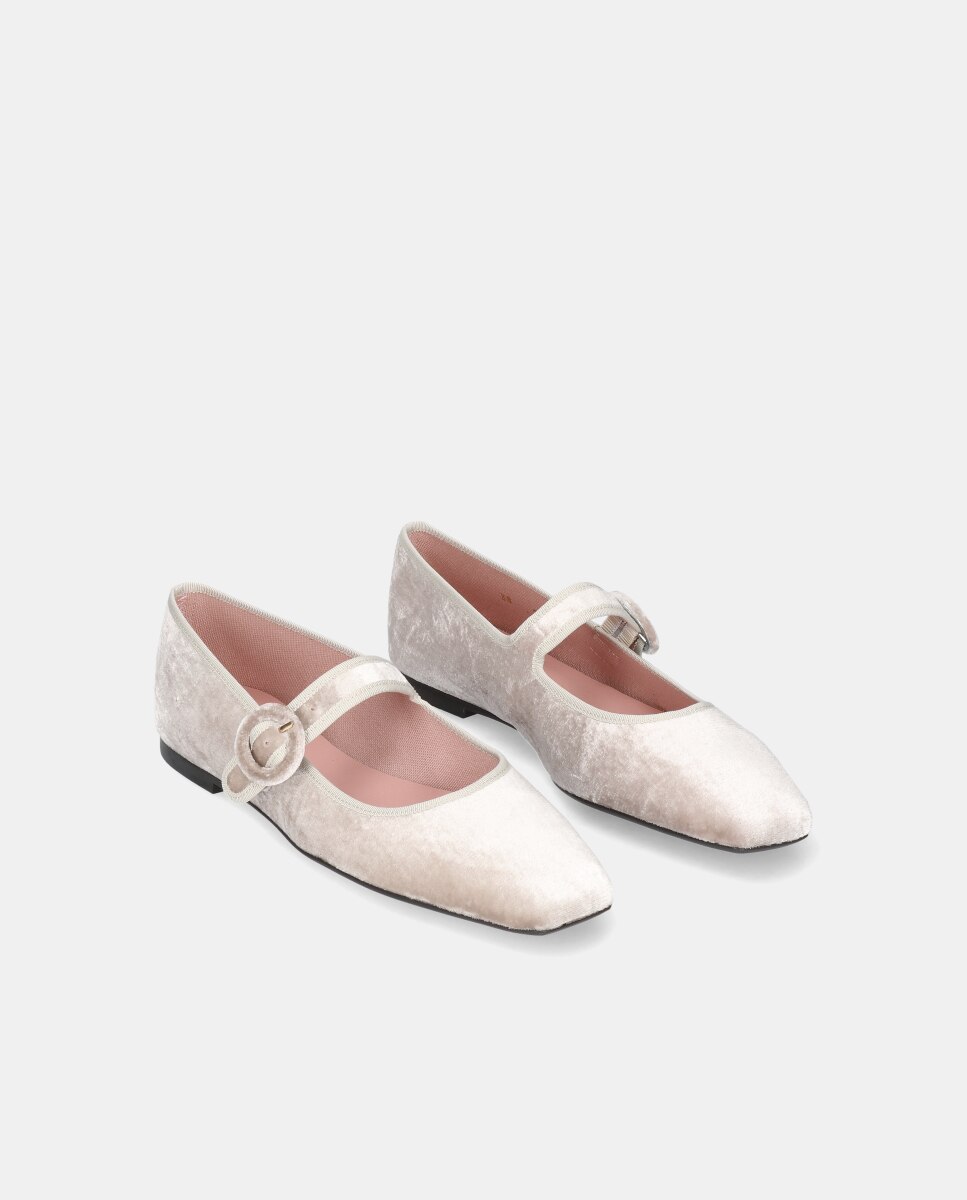 Sabrinas Camille em Veludo com Tira Ajustável Natural-2