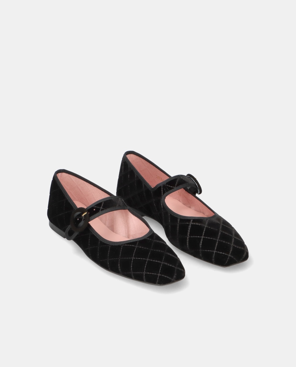 Sabrinas Camille em Veludo Acolchoado Preto-2