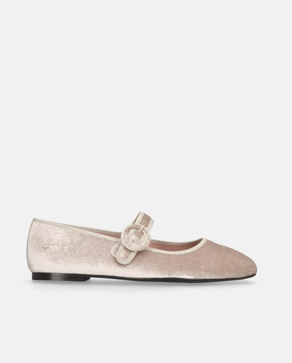 Sabrinas Camille em Veludo com Tira Ajustável Natural-1