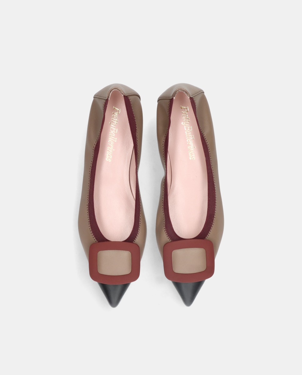 Sabrinas Ella em Napa Suave e Fivela Decorativa Castanho-3