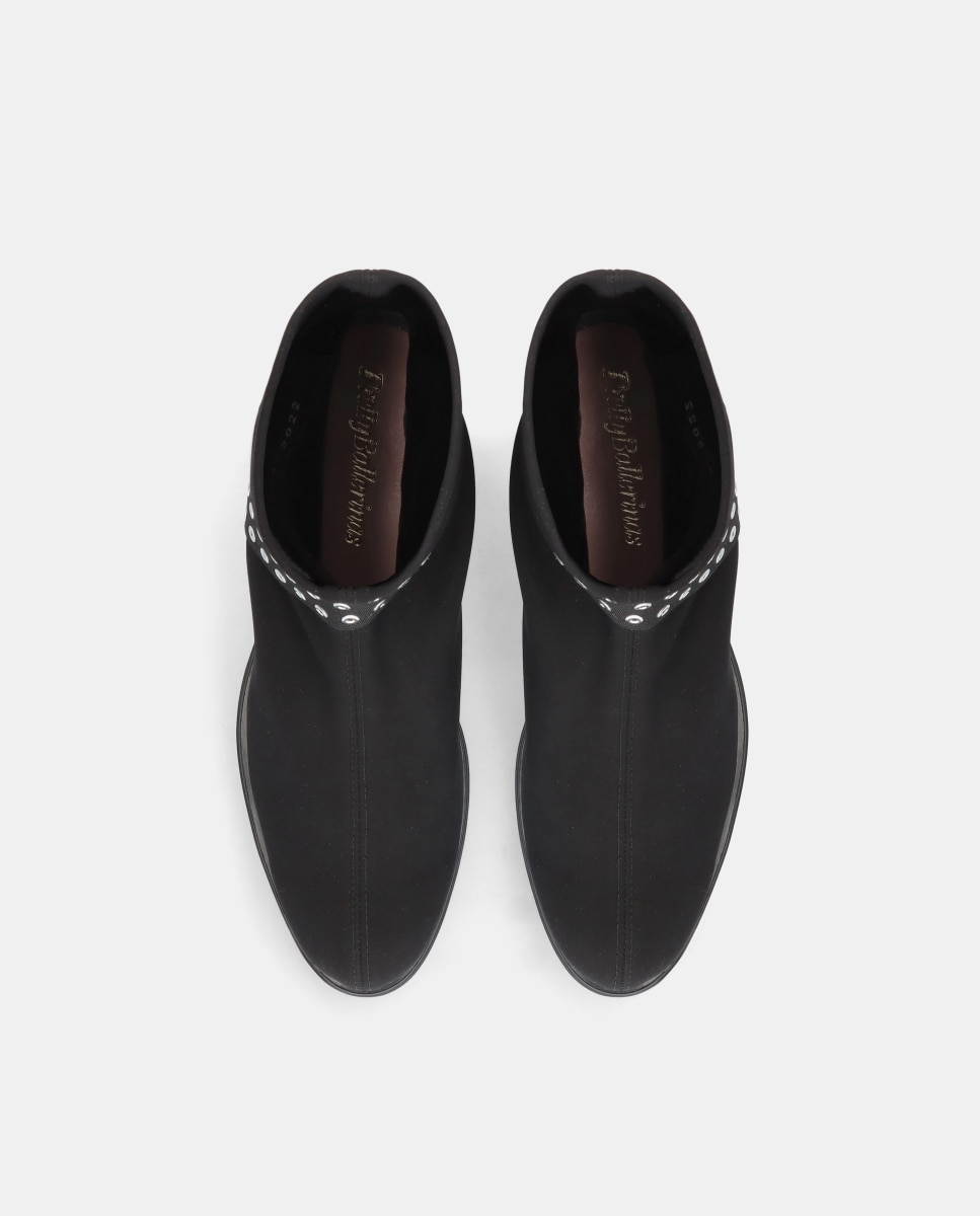 Botins Pat em Tecido Elástico Preto-3