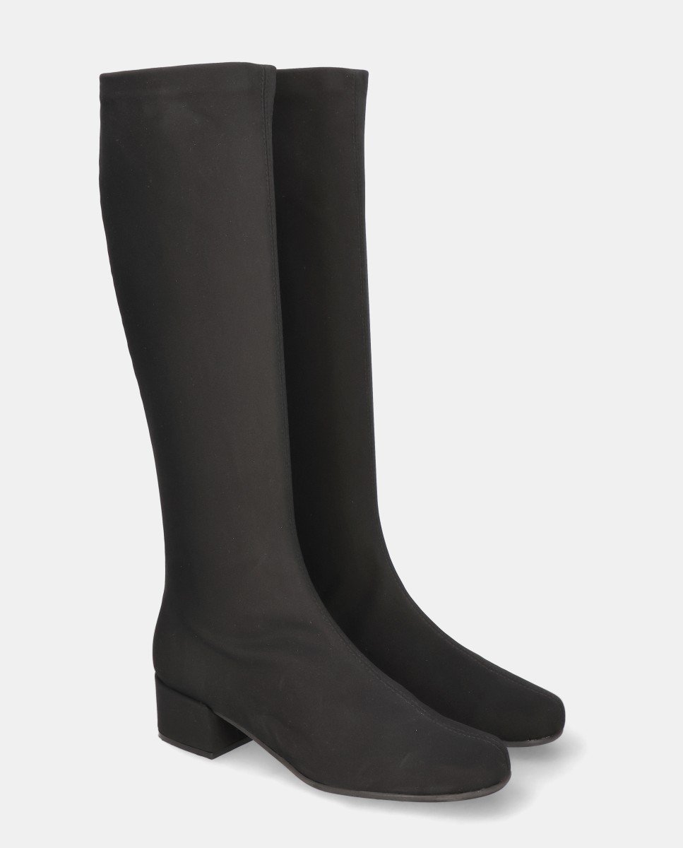 Botas Milan em Tecido Elástico Preto-2