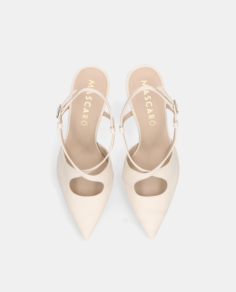 Sapatos de Salto Renata em Napa com Tira Ajustável Branco-3